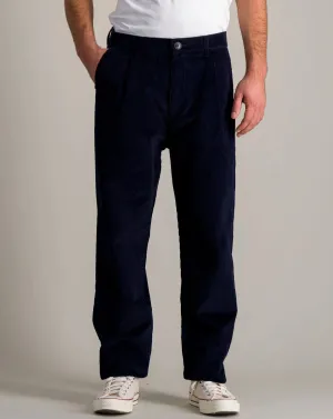 Pleats Cord Pants - Navy