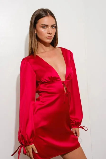 Plunge Neck Satin Mini