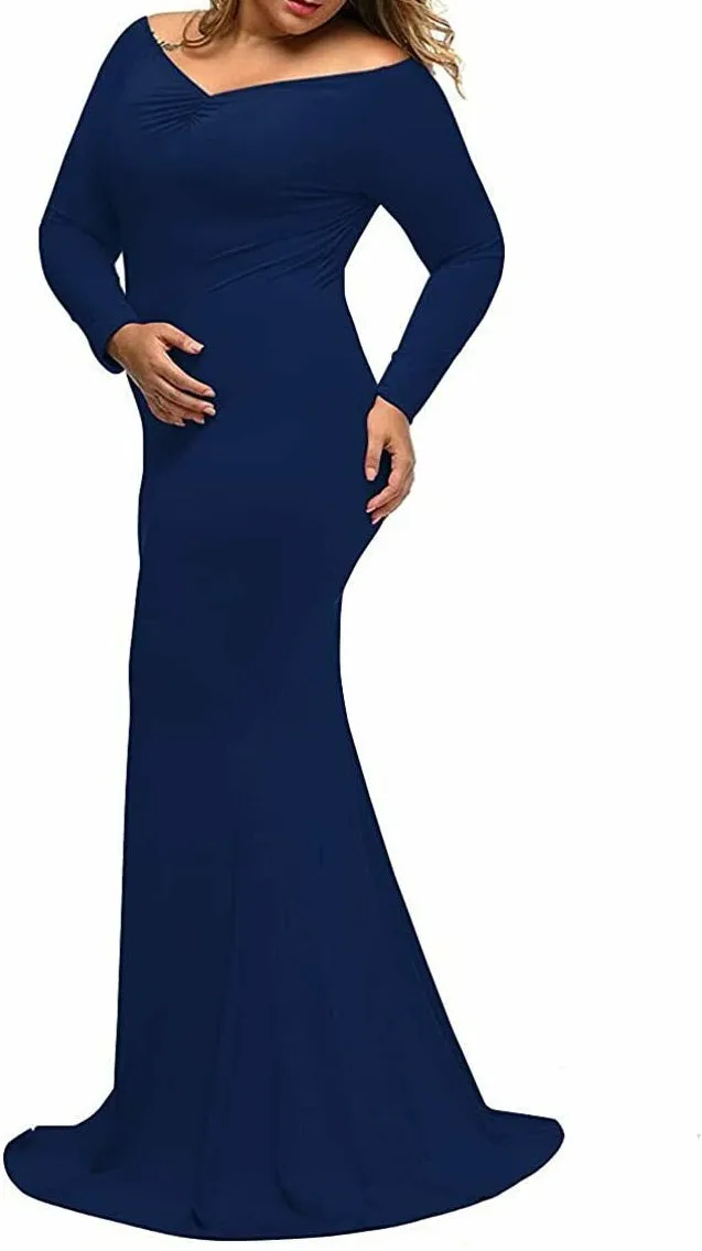 Plus Sized formal  Maxi dresses with V neck