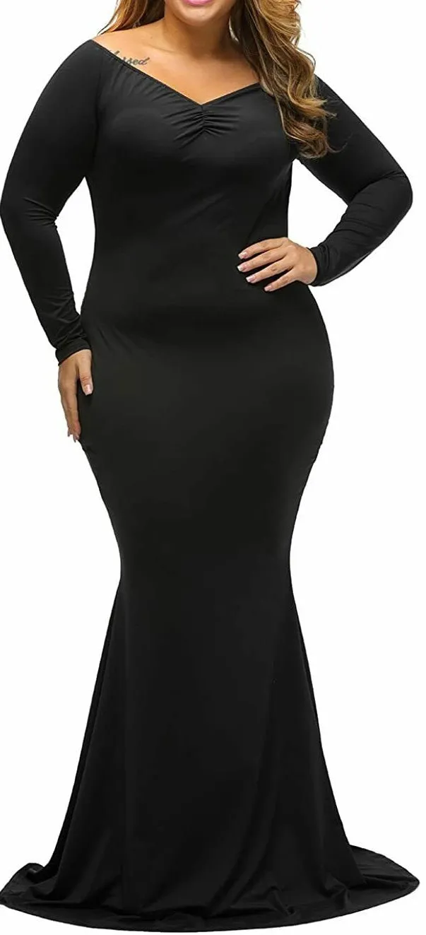 Plus Sized formal  Maxi dresses with V neck