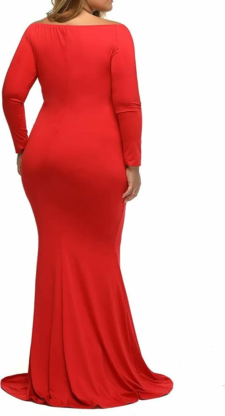 Plus Sized formal  Maxi dresses with V neck