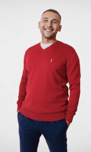 Polo V-Neck Pullover RL - Burgundy