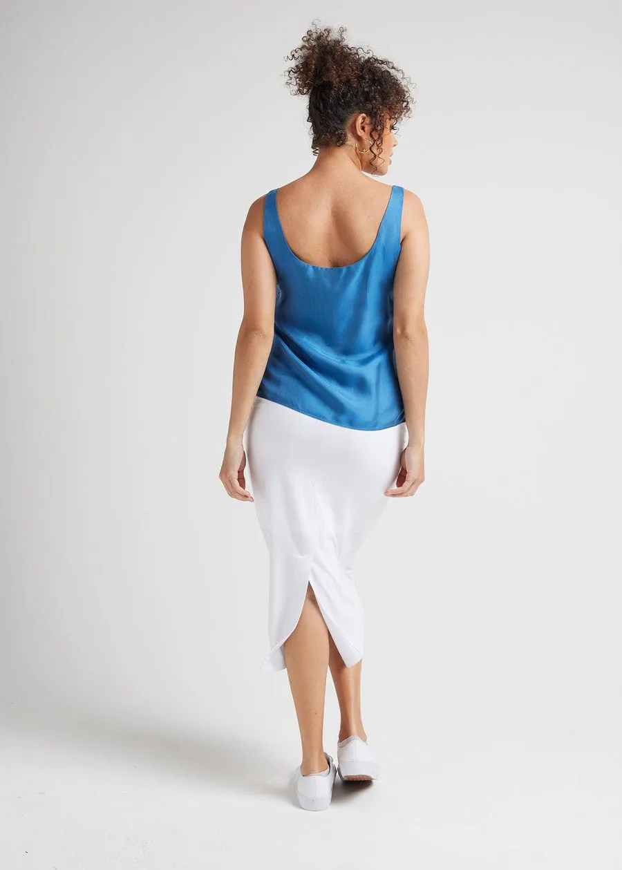 Poppy Silk Sleeveless Camisole - Ocean Blue