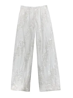 Pre Order:  Embroidered Sequin Straight Leg Pants