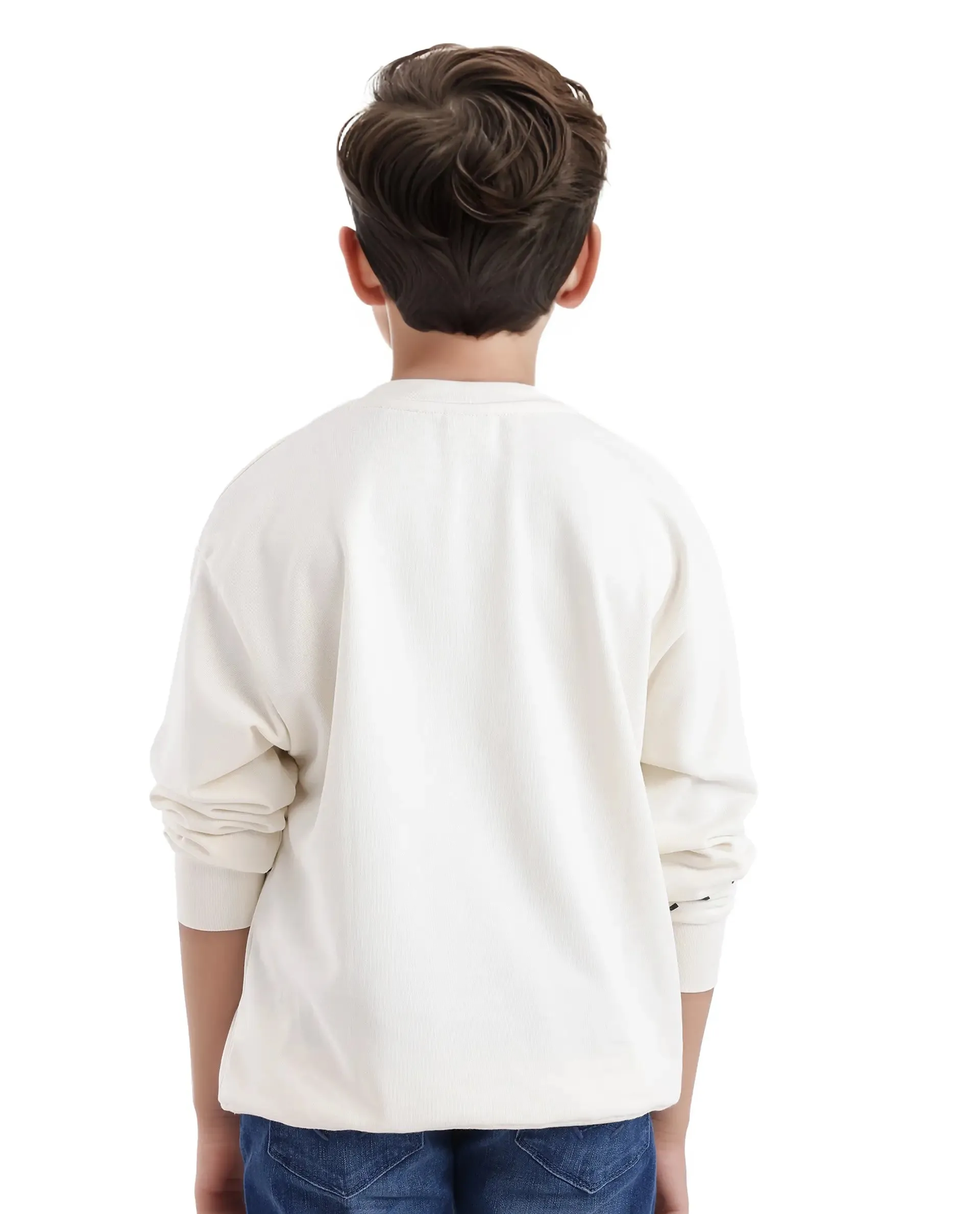 Rare Ones Kids Kole Off White Cotton Poly Full Sleeve HD Print Sweatshirt