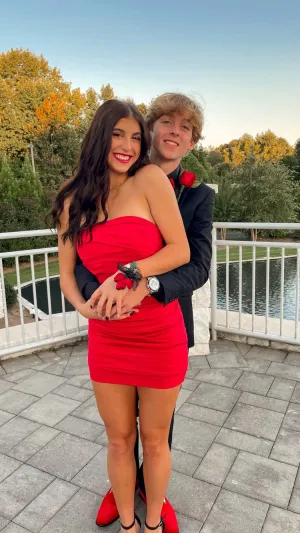 Red Strapless Short Homecoming Dresses     fg2173