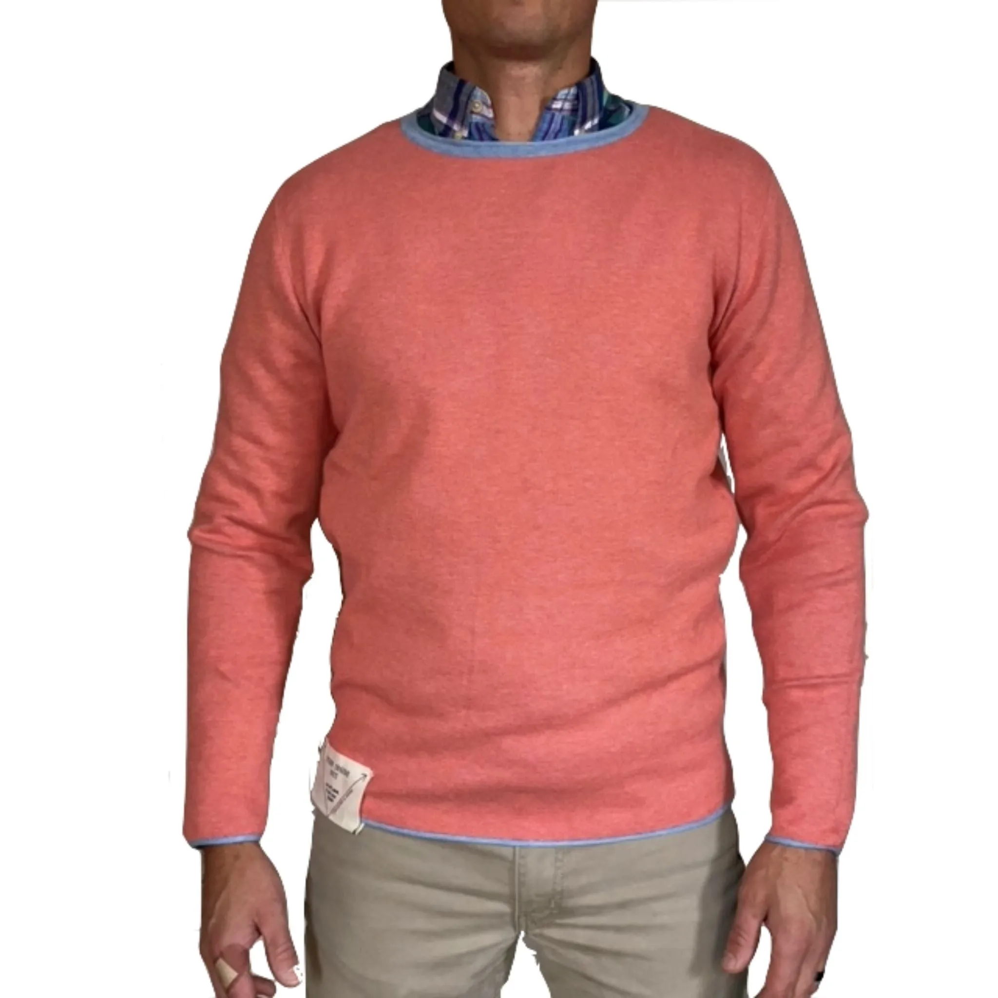 Reversible Crew Neck Sweater - Sky Blue & Coral | Mango & Midnight Sky