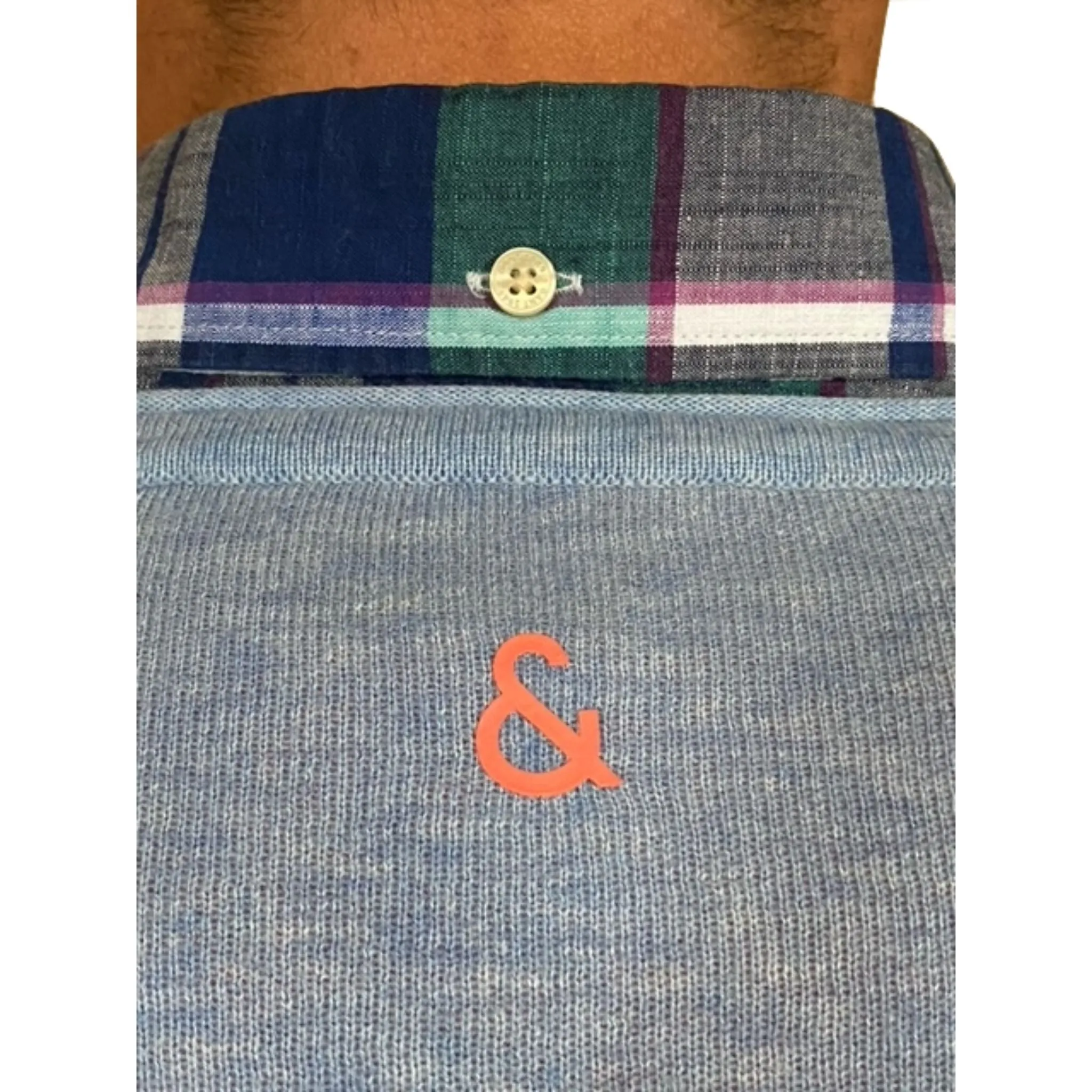 Reversible Crew Neck Sweater - Sky Blue & Coral | Mango & Midnight Sky