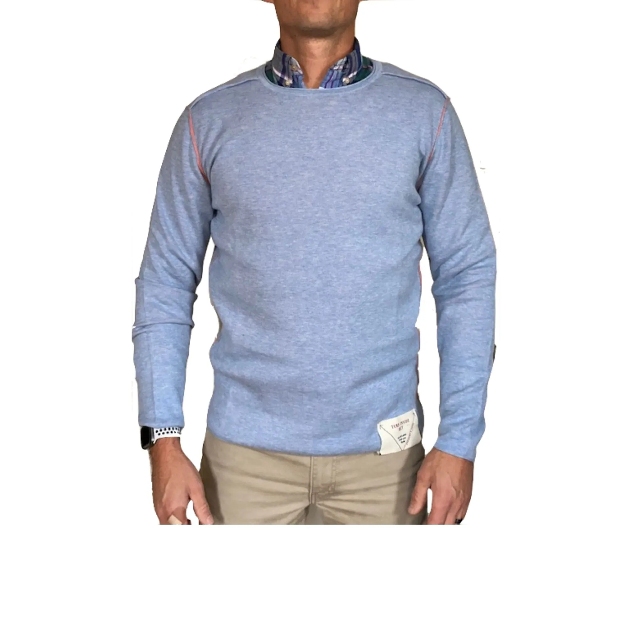 Reversible Crew Neck Sweater - Sky Blue & Coral | Mango & Midnight Sky