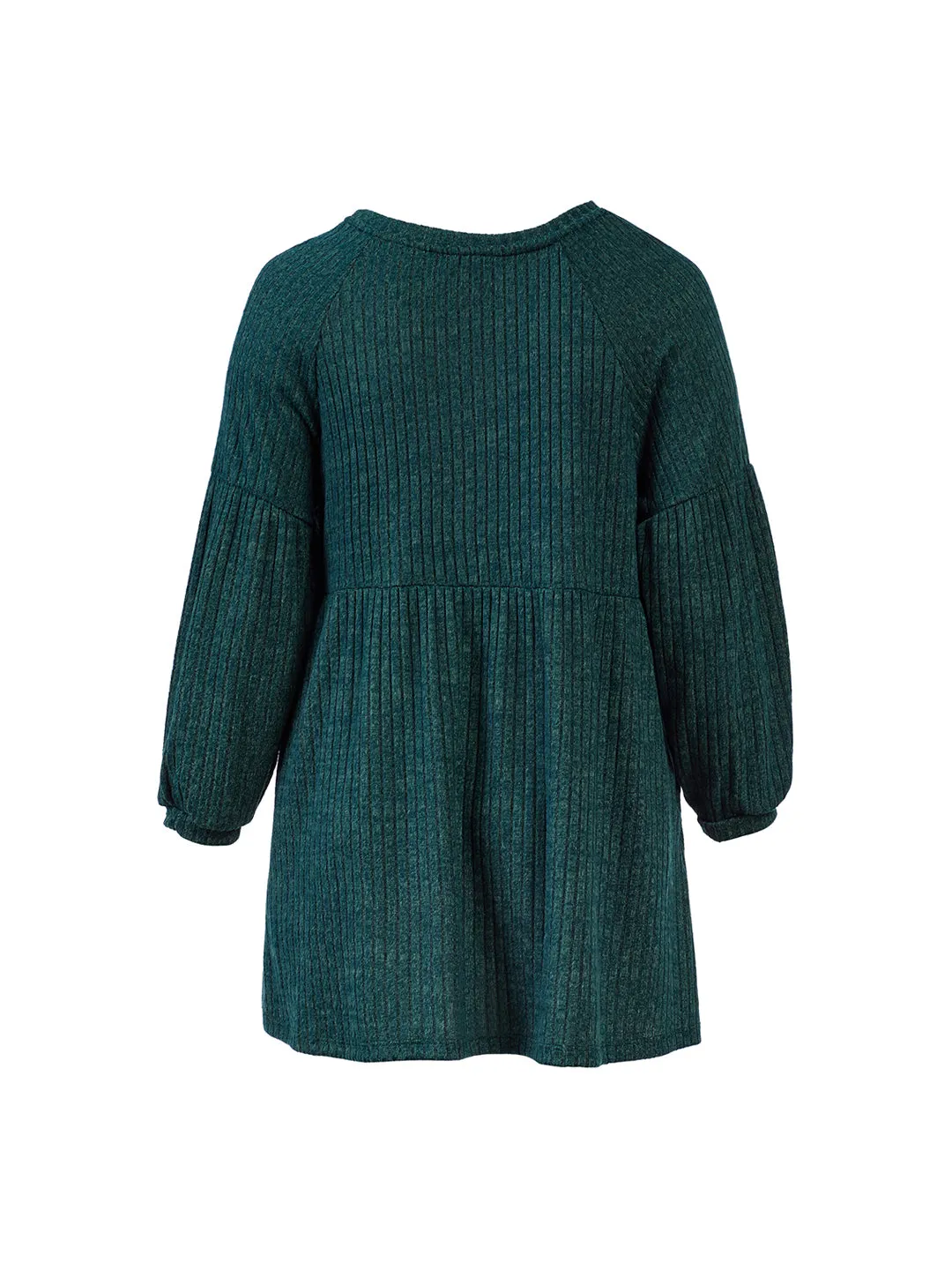 Ribbed Knit Green Dress