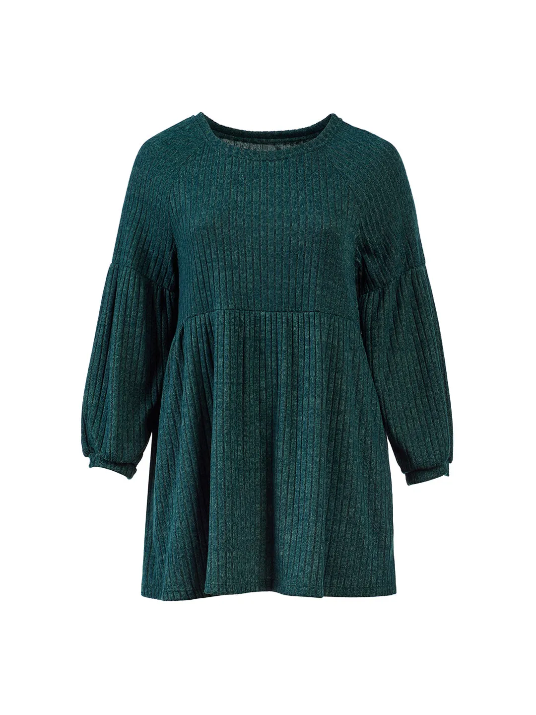 Ribbed Knit Green Dress