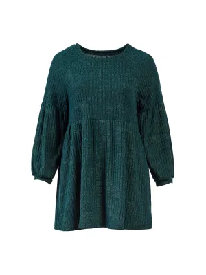 Ribbed Knit Green Dress