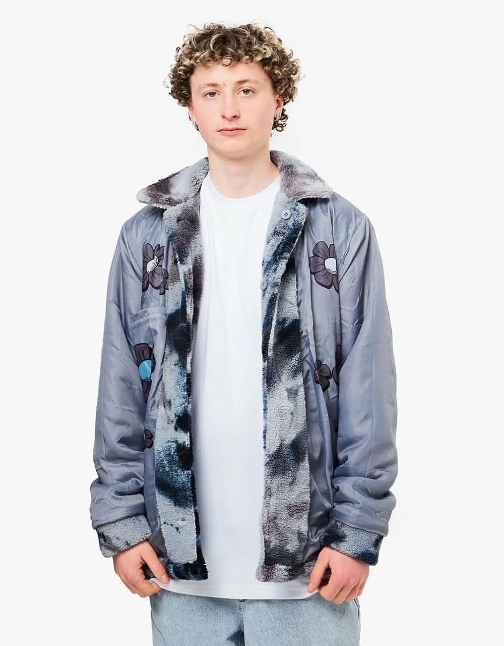 RIPNDIP Warped Tie Dye Sherpa Jacket - Navy/Mauve Tie Dye