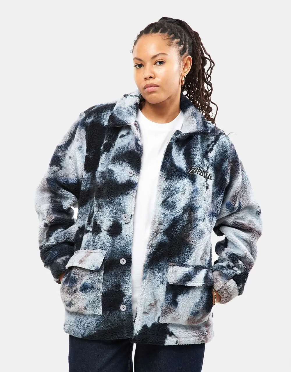 RIPNDIP Warped Tie Dye Sherpa Jacket - Navy/Mauve Tie Dye