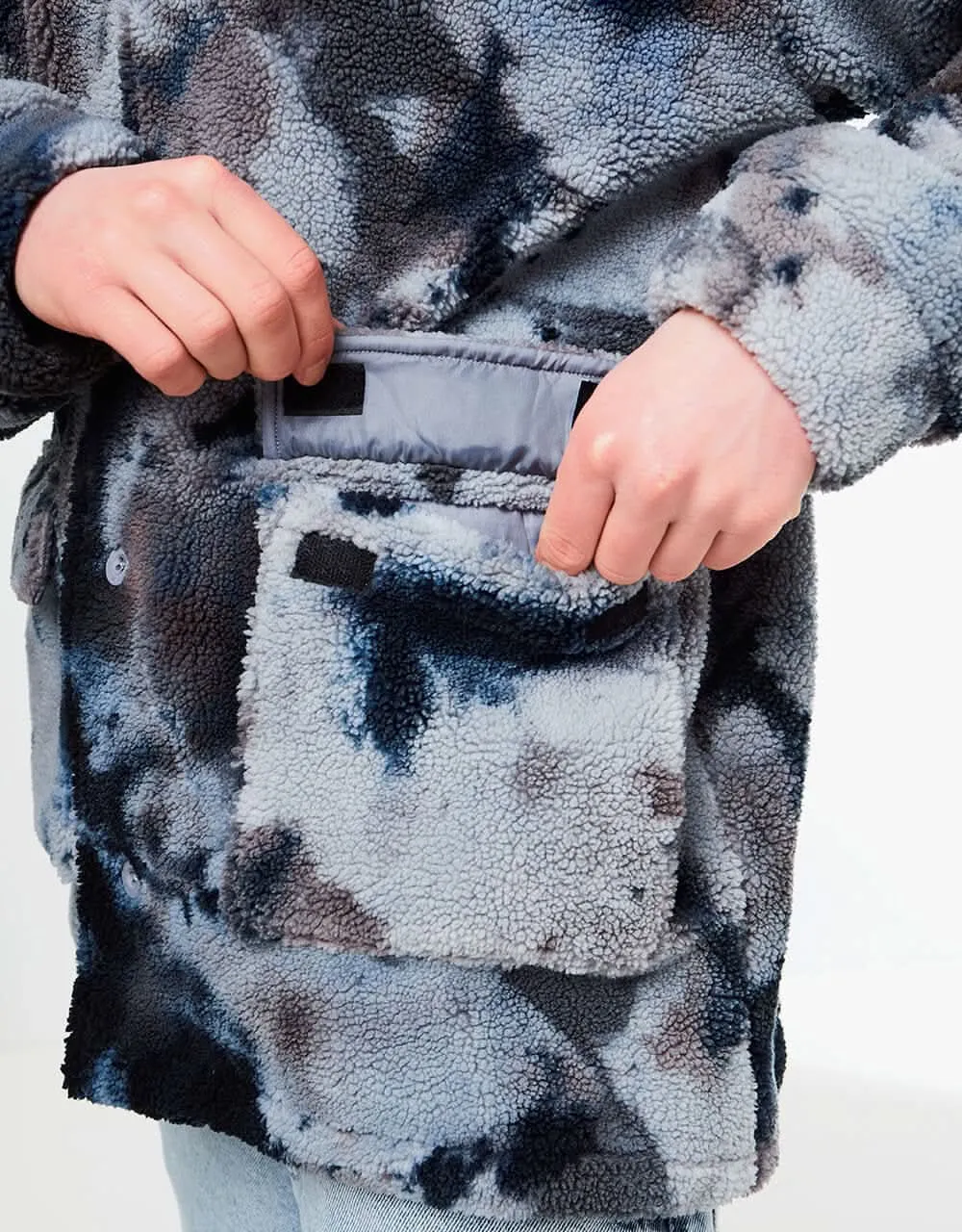 RIPNDIP Warped Tie Dye Sherpa Jacket - Navy/Mauve Tie Dye