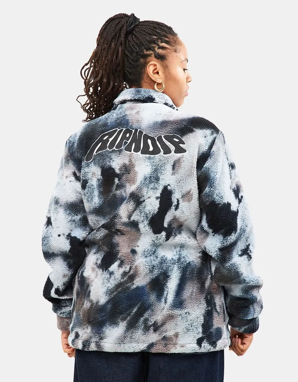 RIPNDIP Warped Tie Dye Sherpa Jacket - Navy/Mauve Tie Dye