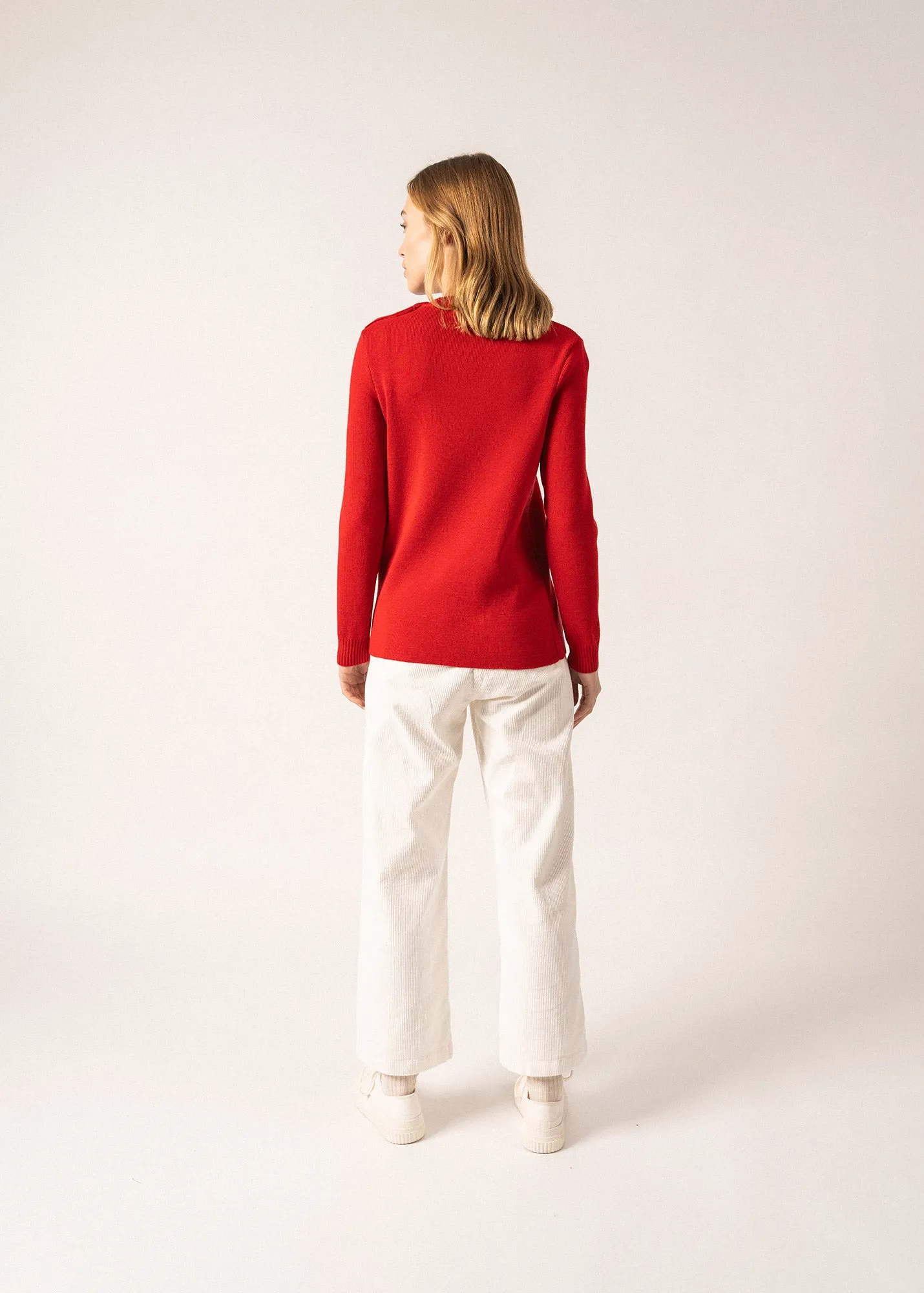 Rochefort plain sailor jumper - in wool (ROUGE)