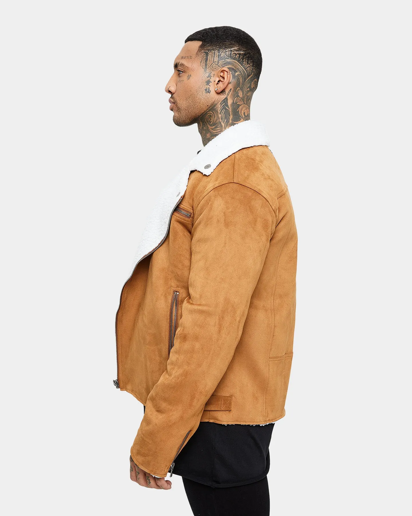 Saint Morta Imperial Sherpa Biker Jacket Tan/Cream