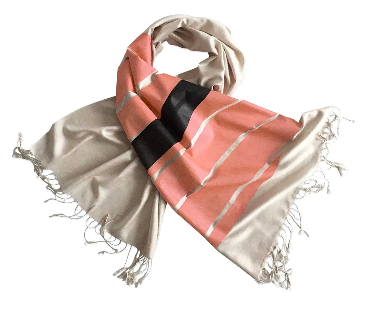 Salmon Sushi Scarf. Sake Nigiri Linen Weave Pashmina