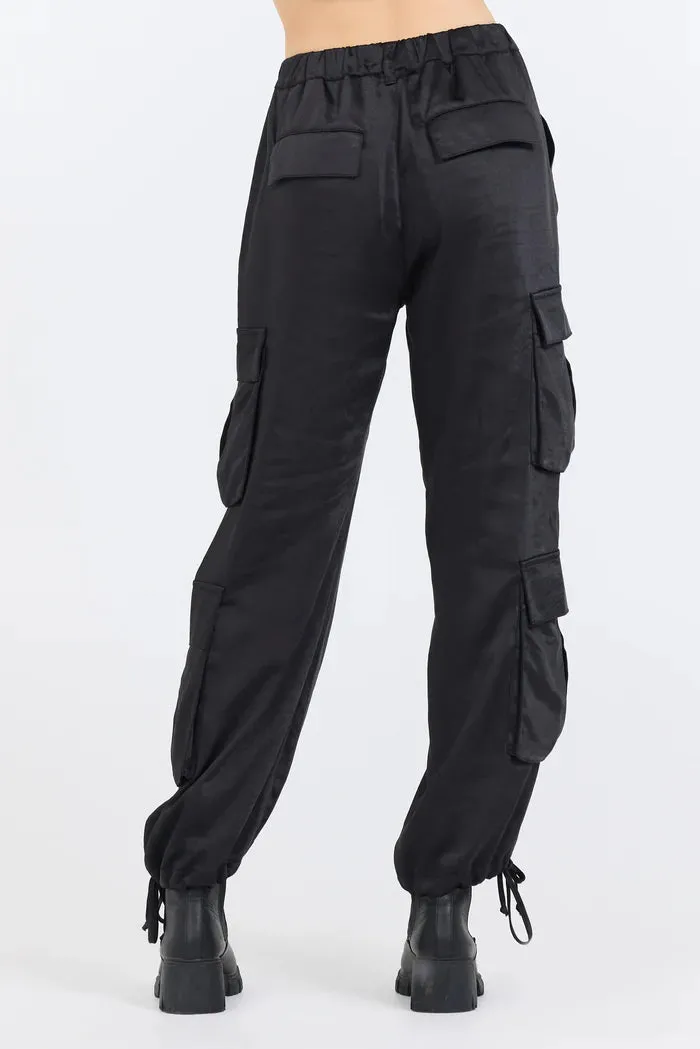 Satin Cargo Pants