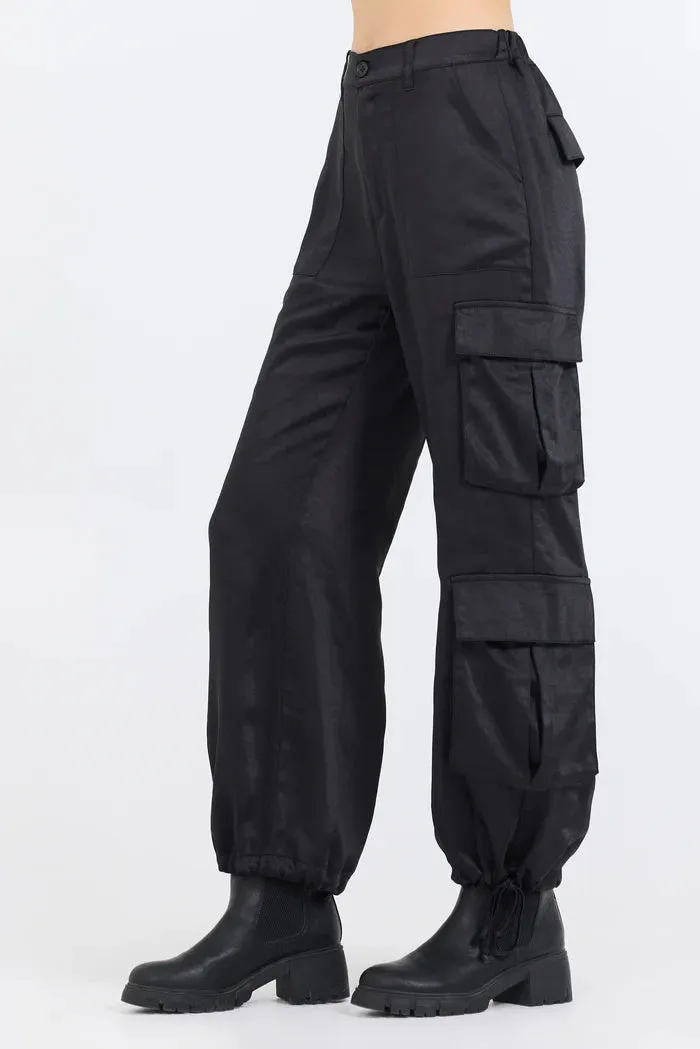 Satin Cargo Pants