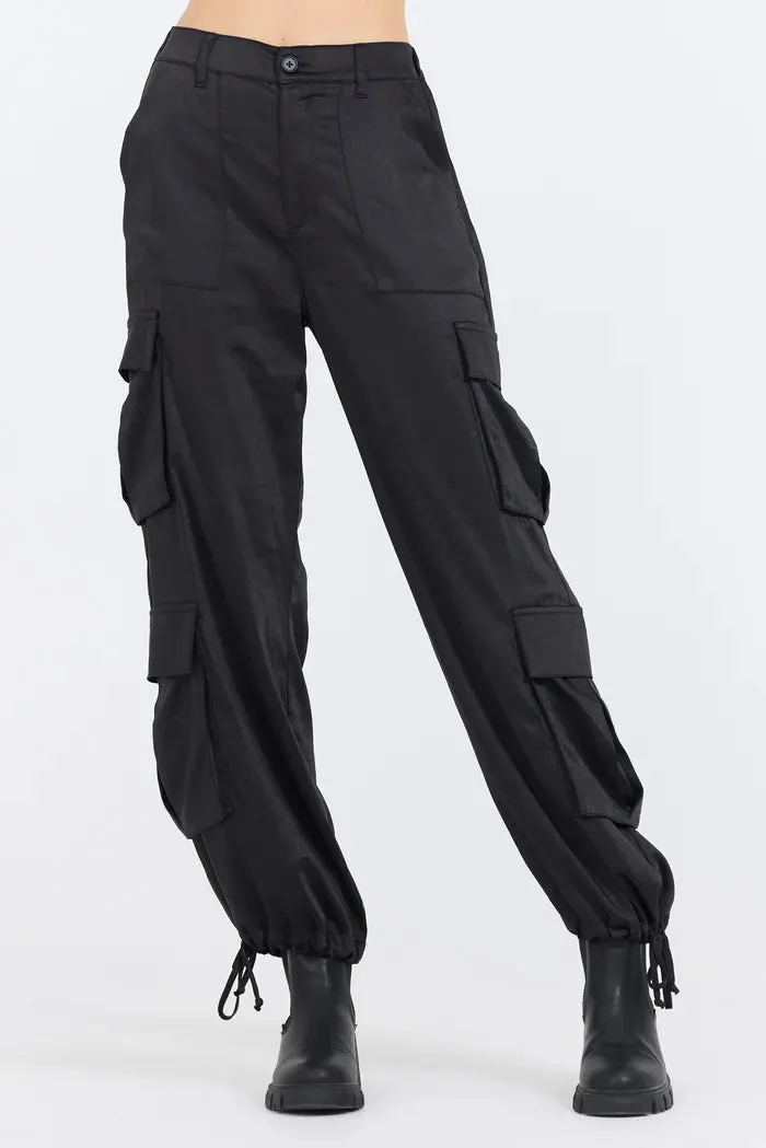 Satin Cargo Pants