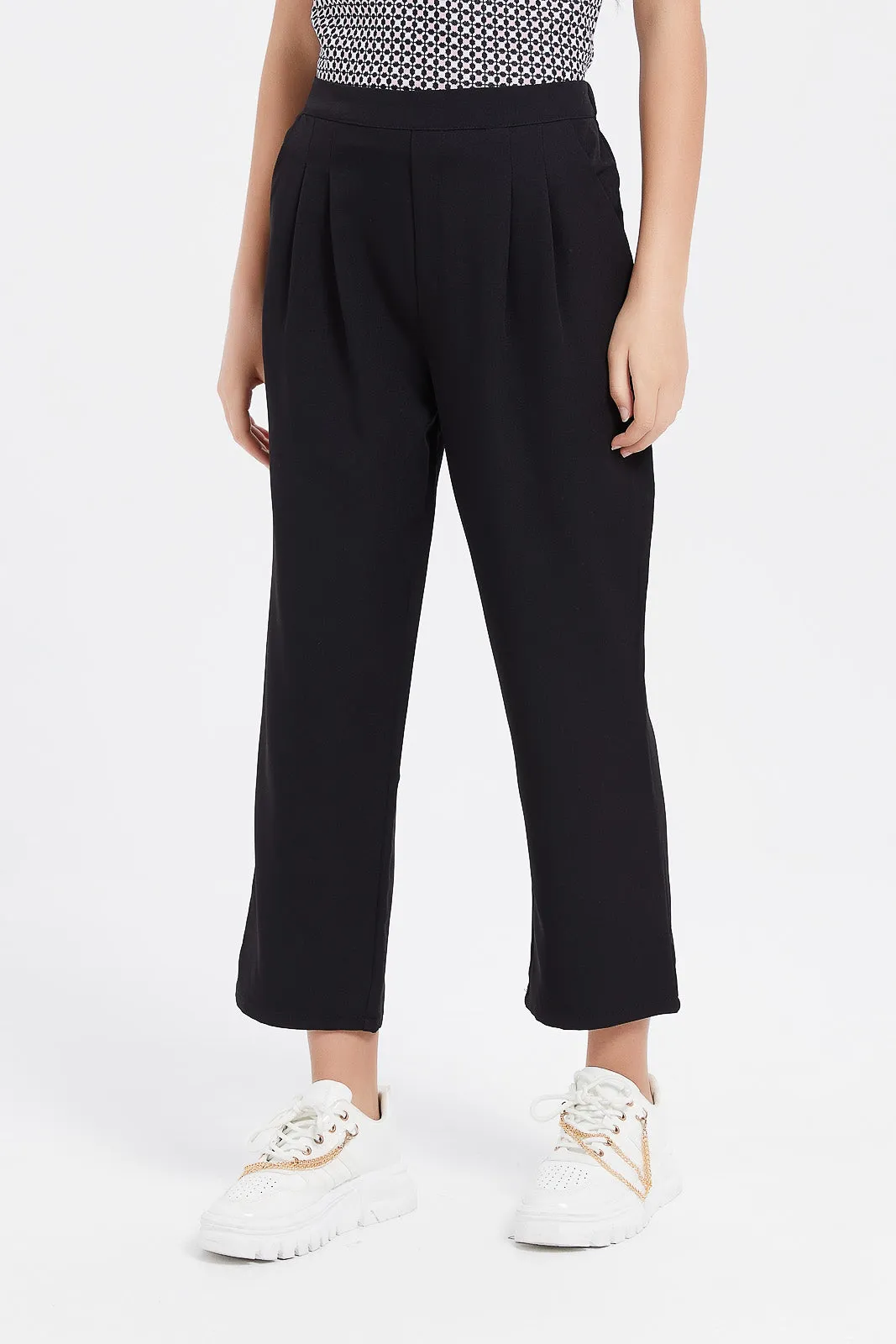 Senior Girls Black Culotte Pants