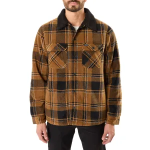 SHERPA-LINED PLAID MICRO POLARFLEECE JACKET WITH SHERPA COLLAR