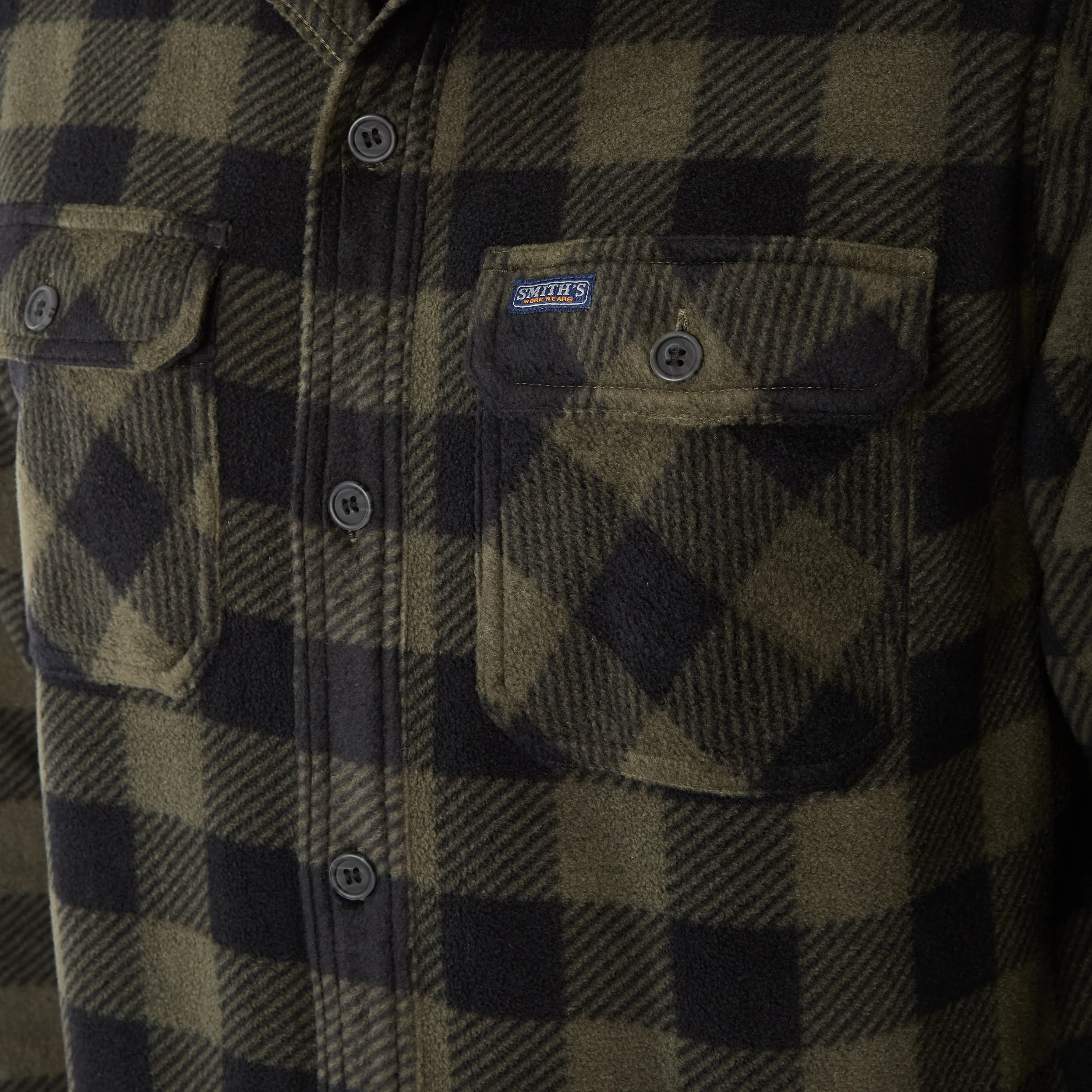 SHERPA-LINED PLAID MICRO POLARFLEECE JACKET WITH SHERPA COLLAR