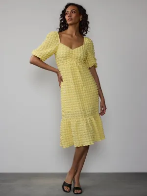 Short Sleeve Popcorn Knit Midi Dress