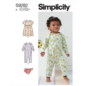 Simplicity Sewing Pattern S9282 Babies' Knit Dress, Romper & Diaper Cover