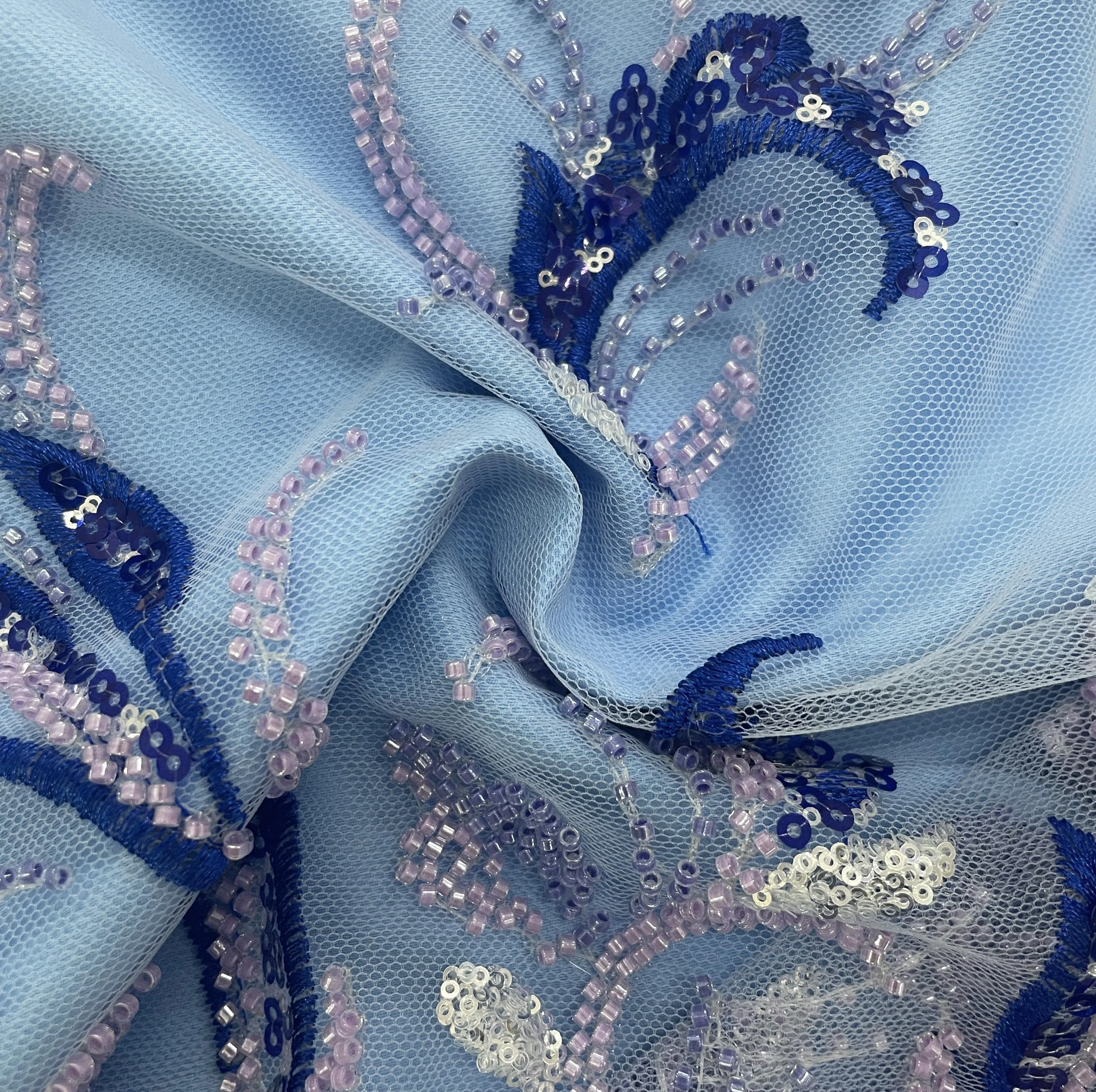 Sky Blue Cut Dana Thread Embroidery Net 15068