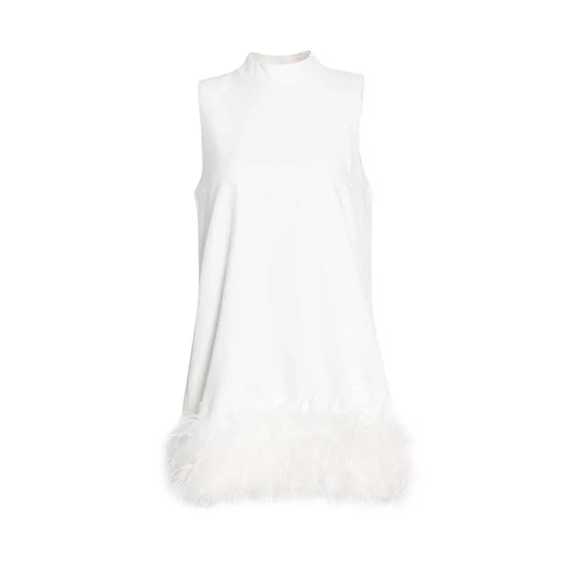 Sleeveless Feather Mini Dress