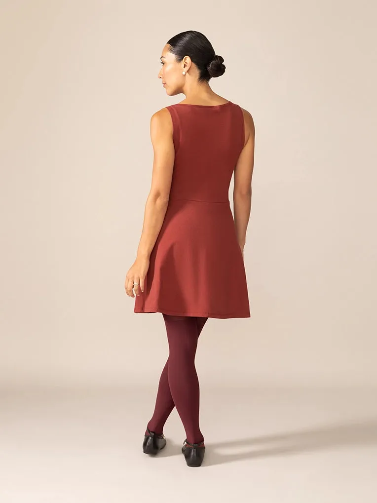 Sleeveless Fit And Flare Knit OTK Dress in Pinot Noir