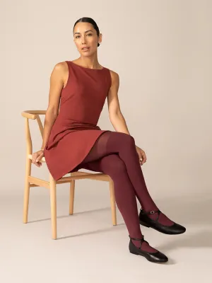 Sleeveless Fit And Flare Knit OTK Dress in Pinot Noir