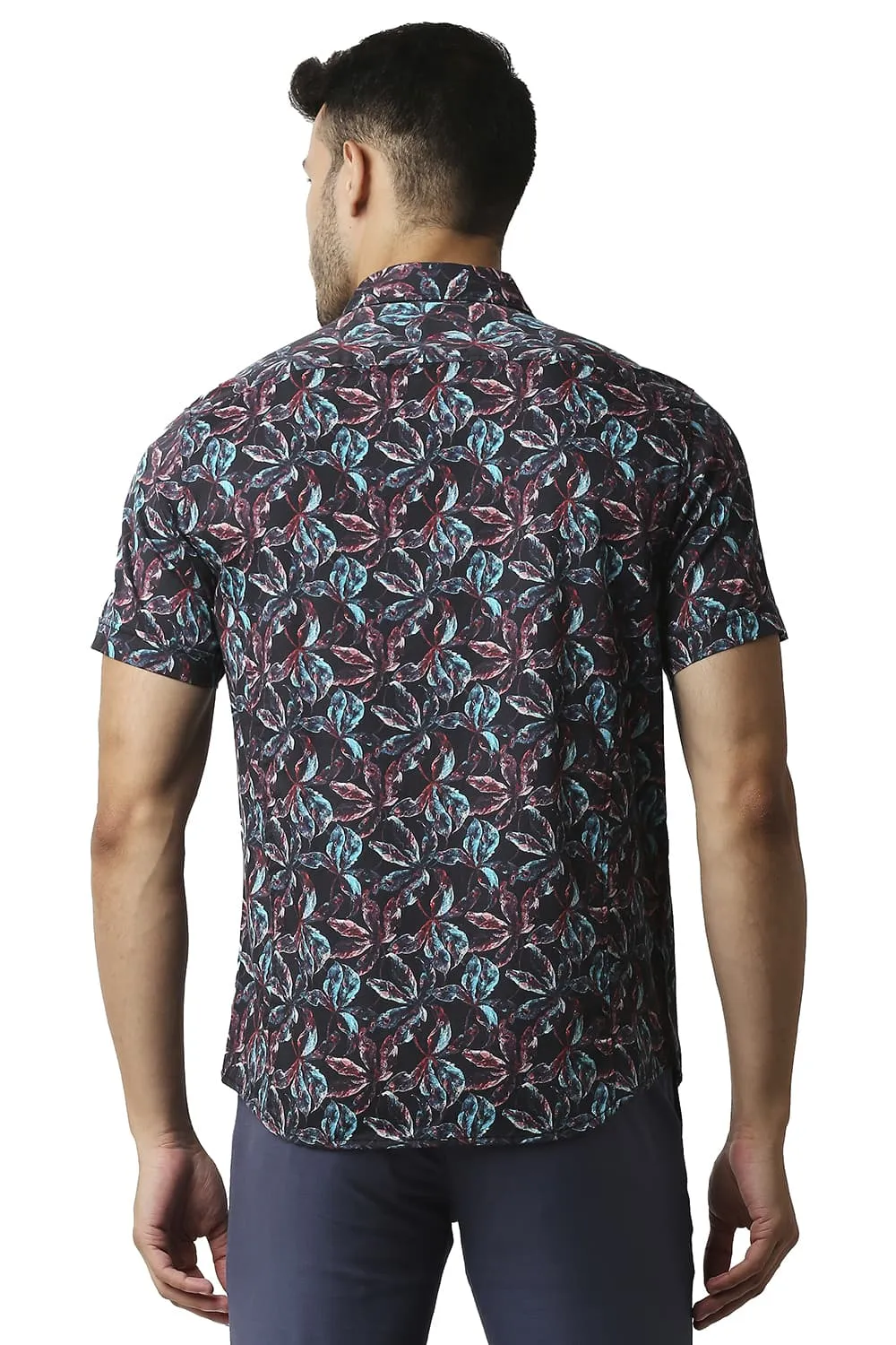 Slim Fit Digital Satin Printed Halfsleeves Shirt