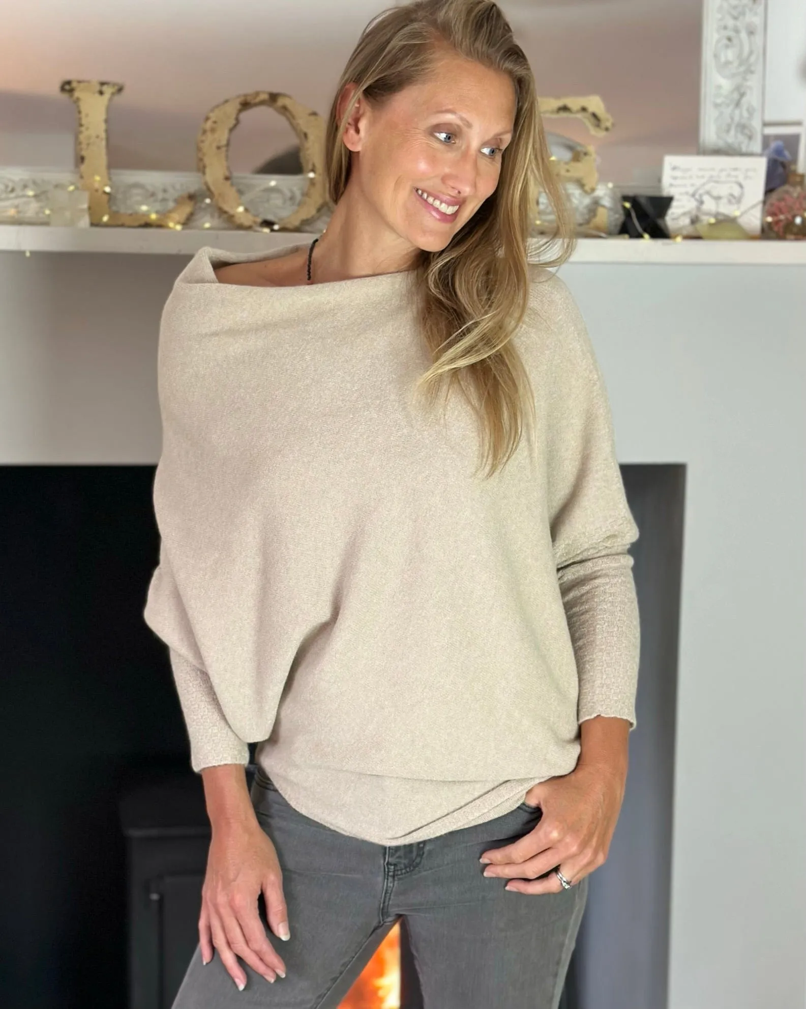 Soft Knit Asymmetric Jumper - Stone