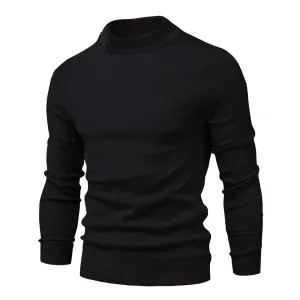 Soft Mid Neck Pullover Men Casual Solid Color Winter Warm Men's Sweater High Quality Pullover Sweater For Men