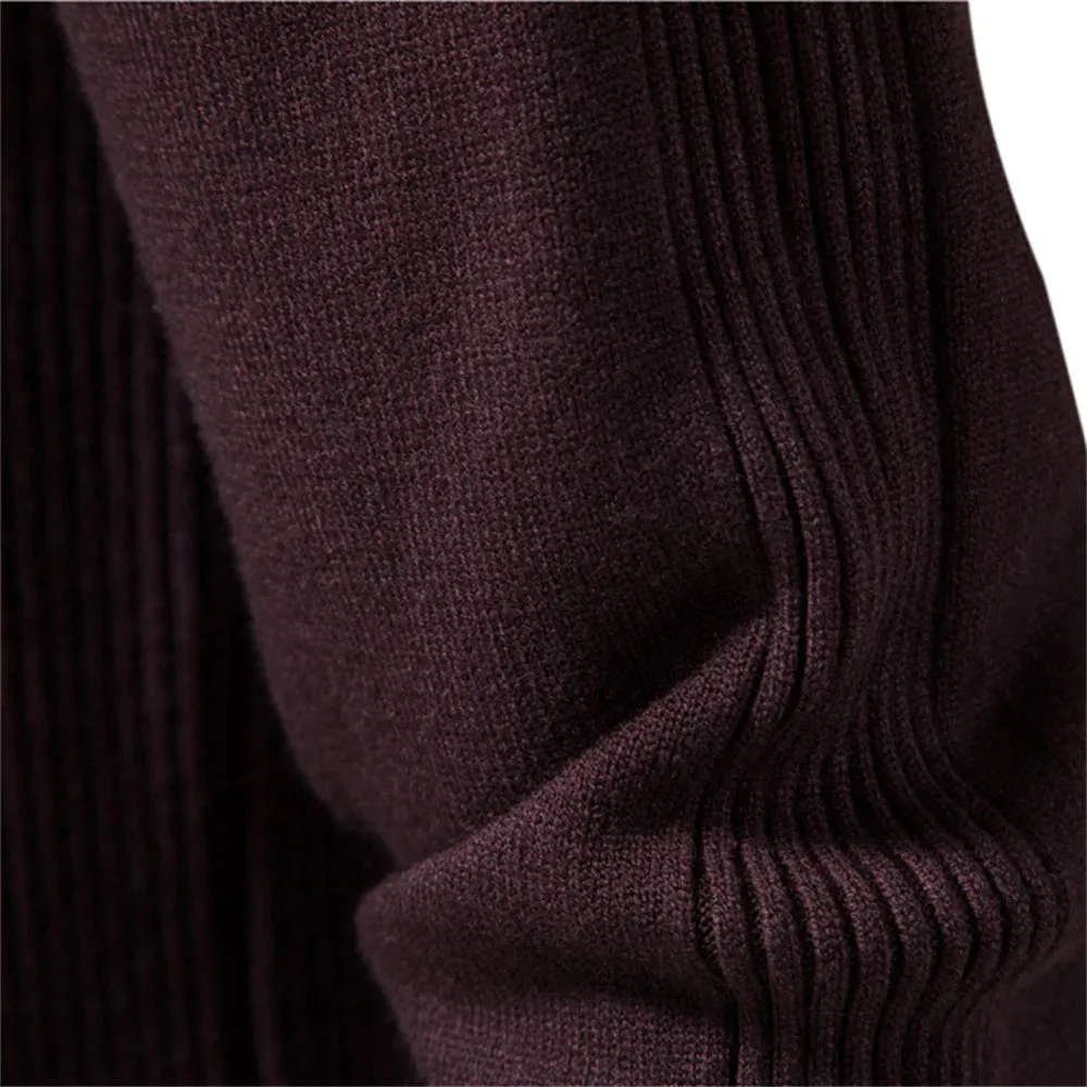 Soft Mid Neck Pullover Men Casual Solid Color Winter Warm Men's Sweater High Quality Pullover Sweater For Men