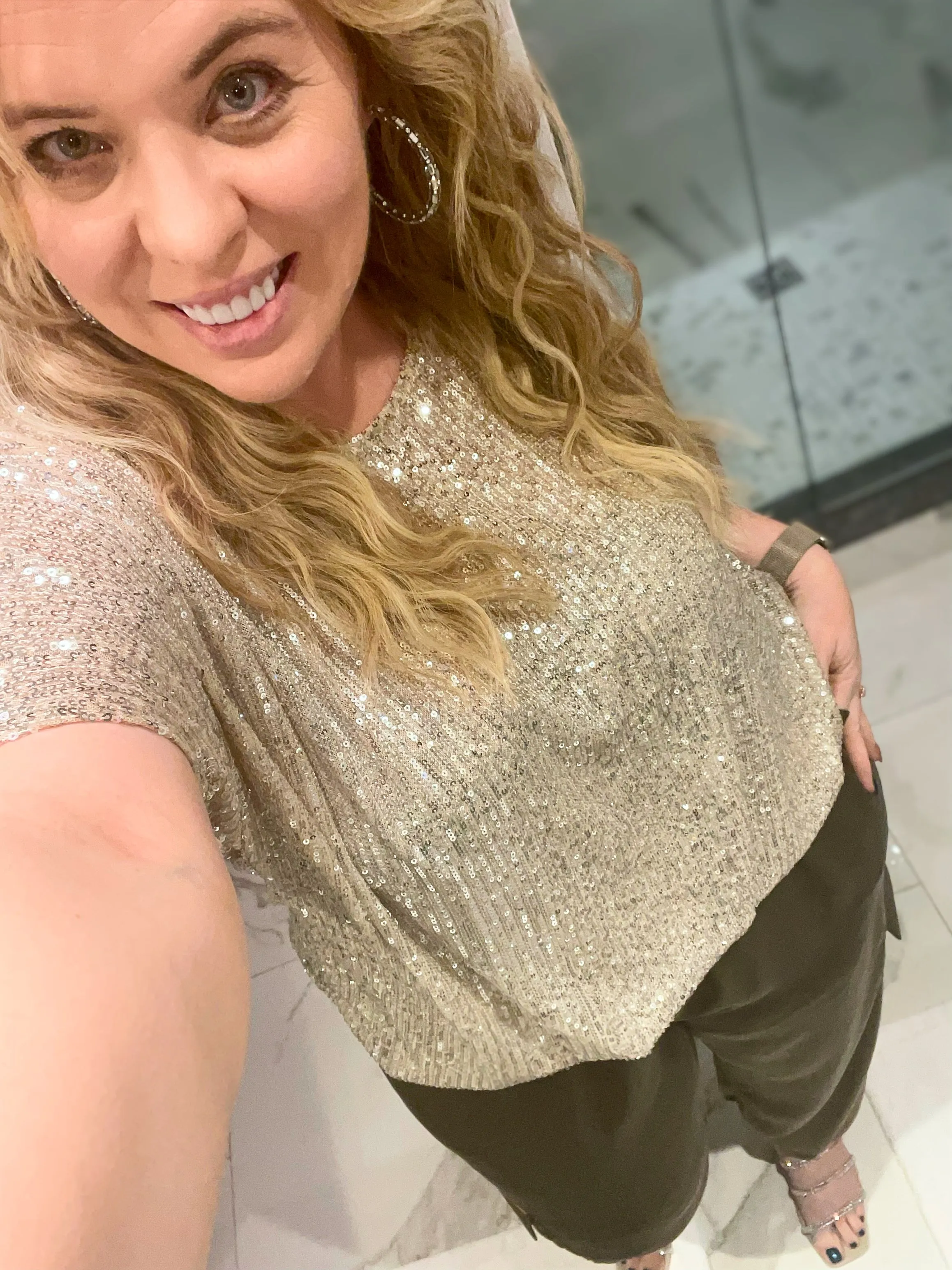 Sparkling Night Blouse in Champagne Silver