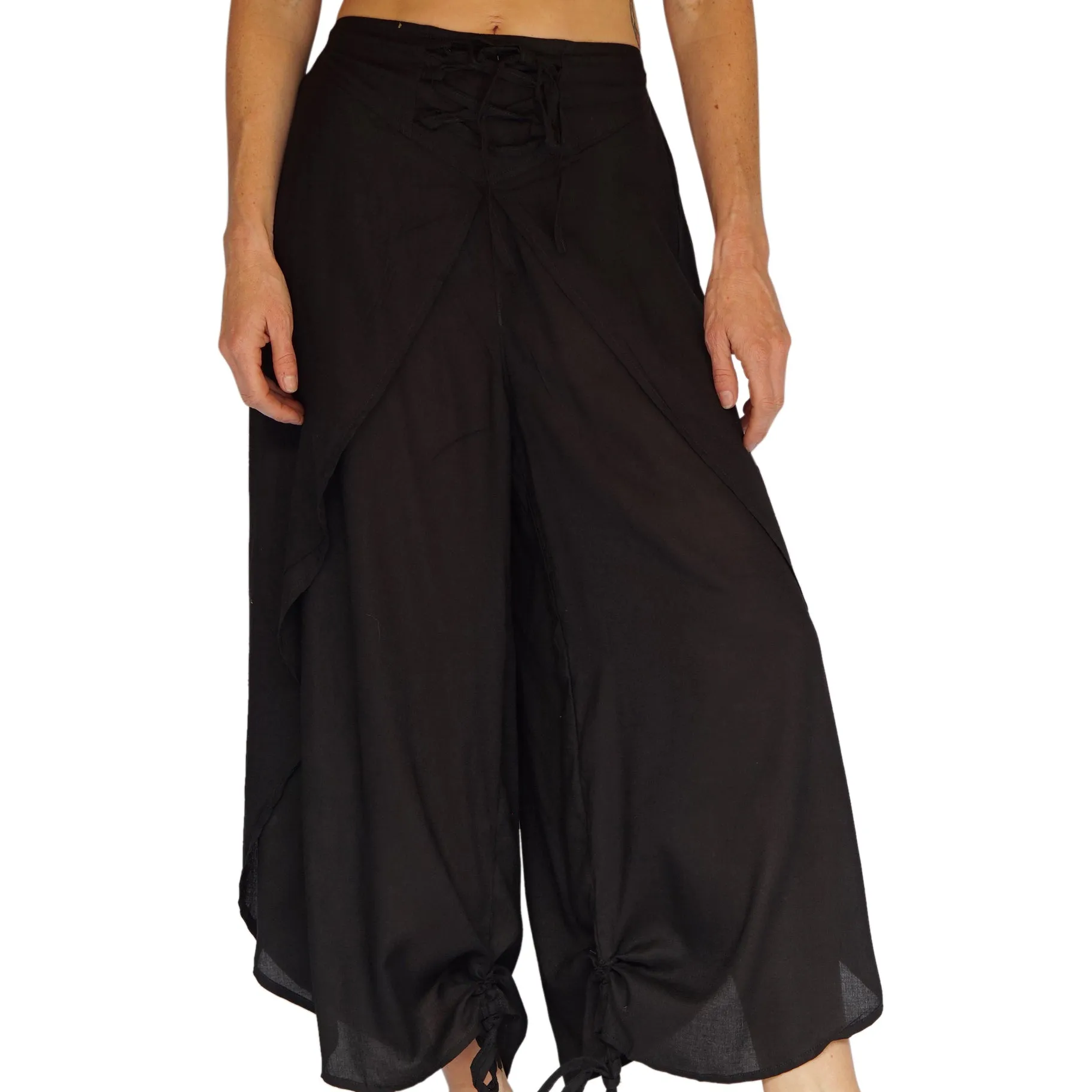 'Split Pants Hitch Up' Womens Pirate Pants - Black