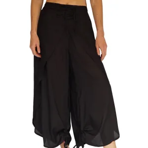 'Split Pants Hitch Up' Womens Pirate Pants - Black