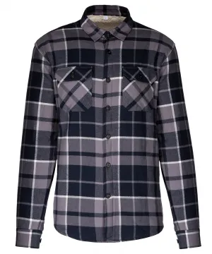 Storm Grey/Navy - Sherpa-lined checked shirt jacket