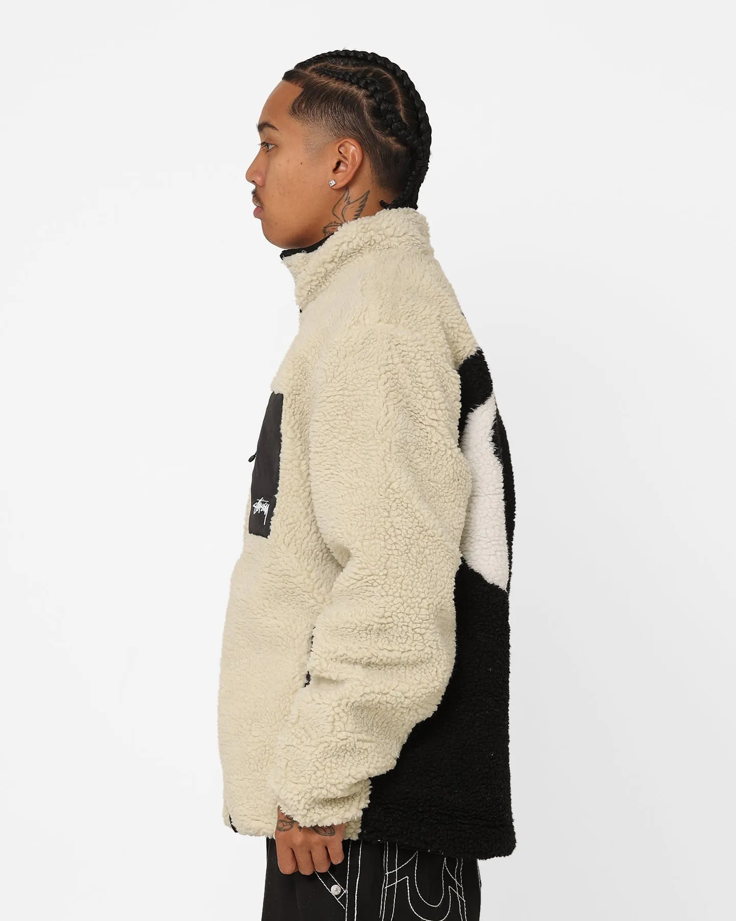 Stussy Ball Fleece Reversible Jacket Cream/Black