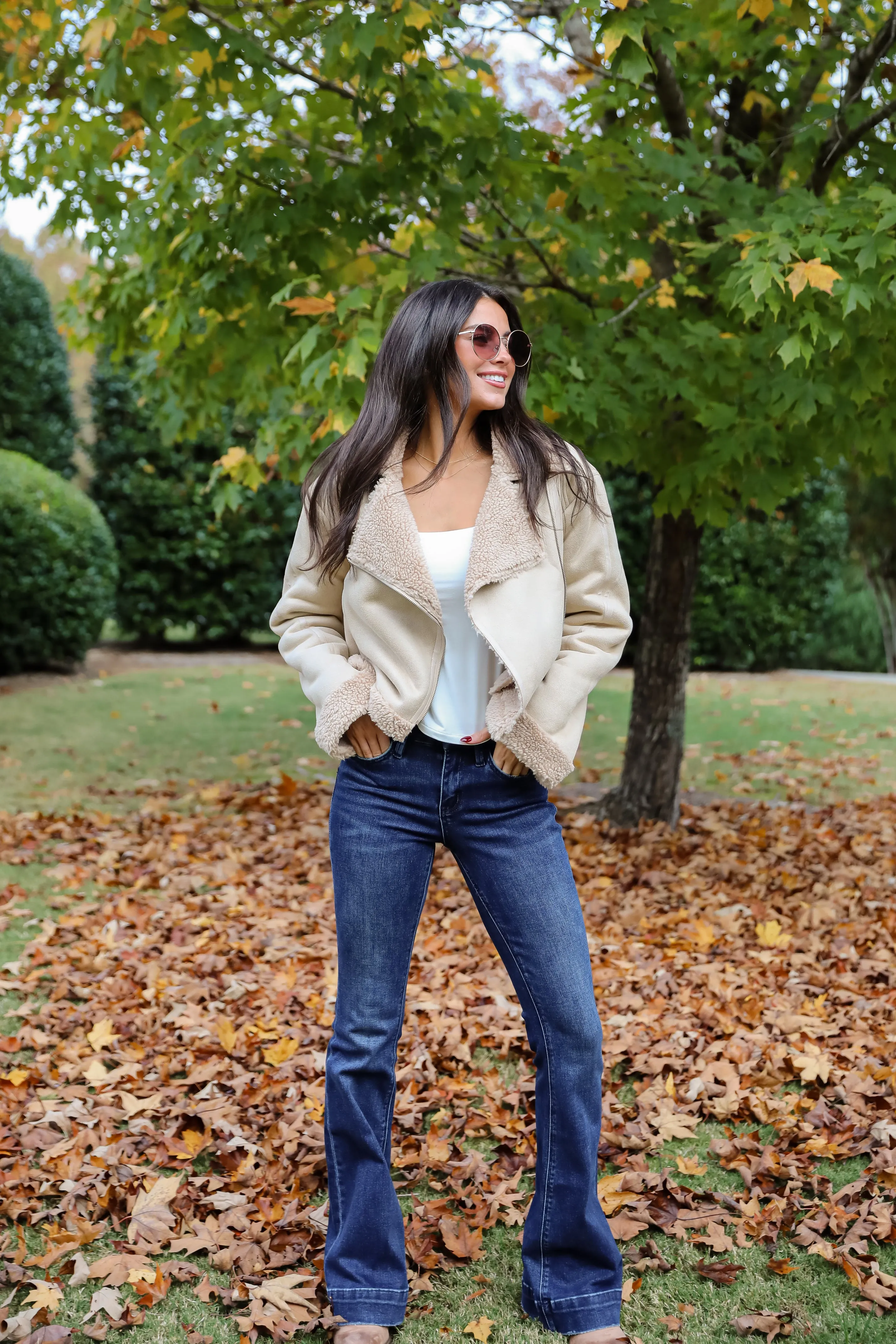 Sweetly Cozy Beige Sherpa Moto Jacket