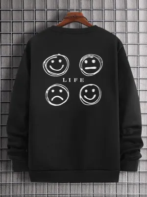 SXV  'LIFE’ Printed Cool Aesthetic Drop Shoulder Oversized Baggy Sweatshirt