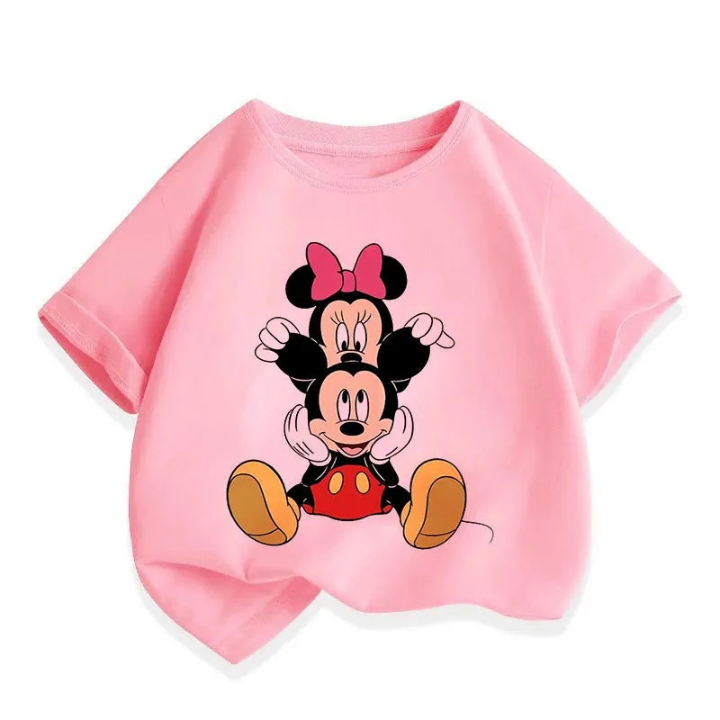 T Shirt Cartoon Disney Baby Kids Boys Girls Children Mickey Mouse Short Sleeve Summer Clothing Kawaii Minnie Print Tee Toddler