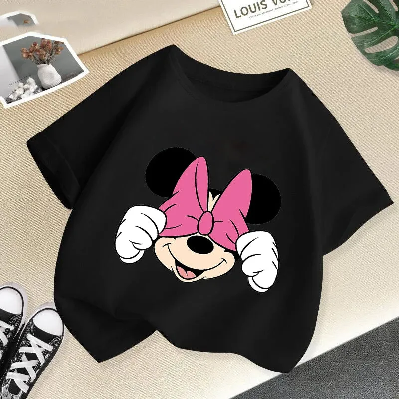 T Shirt Cartoon Disney Baby Kids Boys Girls Children Mickey Mouse Short Sleeve Summer Clothing Kawaii Minnie Print Tee Toddler