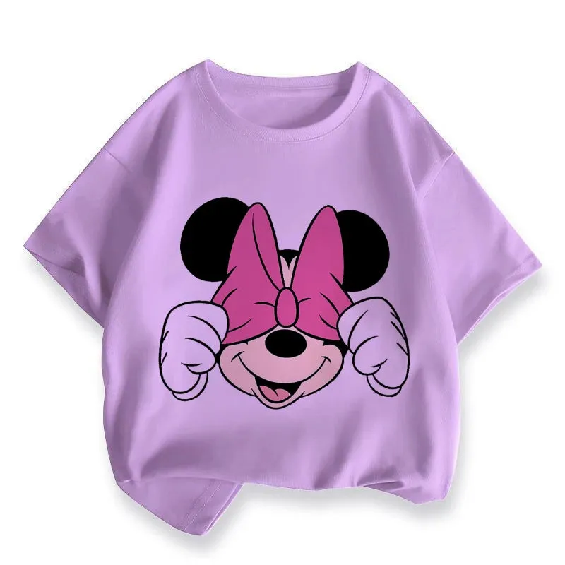 T Shirt Cartoon Disney Baby Kids Boys Girls Children Mickey Mouse Short Sleeve Summer Clothing Kawaii Minnie Print Tee Toddler