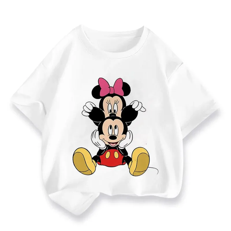 T Shirt Cartoon Disney Baby Kids Boys Girls Children Mickey Mouse Short Sleeve Summer Clothing Kawaii Minnie Print Tee Toddler